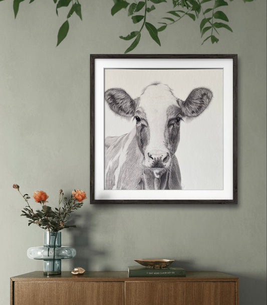 Brown cow Giclée print.